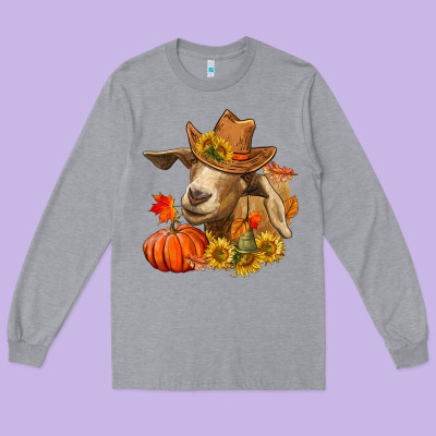 Fall Goat Long Sleeve Tee Designed By Lillyallendesigns