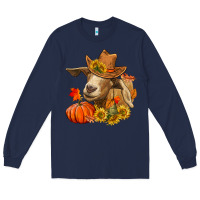 Navy fall goat Long Sleeve Tee - LillyAllenDesigns