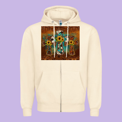 Cross Tumbler Zipper Hoodie Designed By Jahusdesignshop