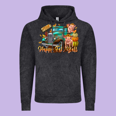 Farm Happy Fall Y'all Vintage Hoodie Designed By Cowhidedigitalart