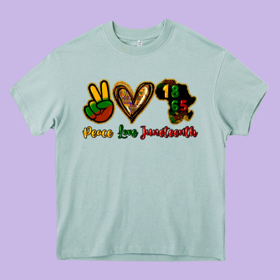 Peace Love Juneteenth Heavy Core Tee Designed By Howdyjamesfarm