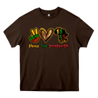 Chocolate Brown Peace love Juneteenth Heavy Core Tee - HowdyJamesFarm