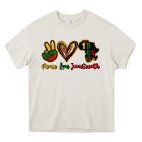 Cream Peace love Juneteenth Heavy Core Tee - HowdyJamesFarm