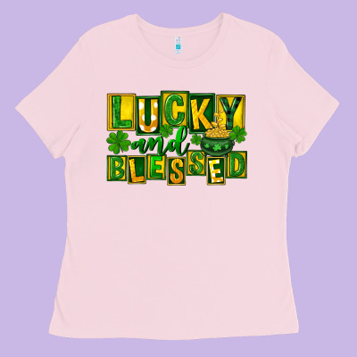 Lucky And Blessed St. Patricks Day Ladies Tee Designed By Fadigitalartstudio
