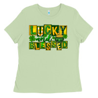 Matcha Lucky and blessed St. Patricks Day Ladies Tee - FaDigitalArtStudio