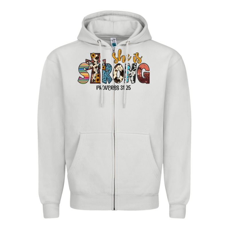 She İs Strong Proverbs 31 25 Zipper Hoodie by JahusDesignShop | Teevron