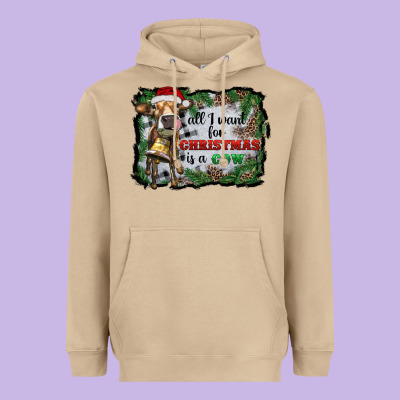 All I Want For Christmas Is A Cow Heavyweight Hoodie Designed By Ranaportraitstore
