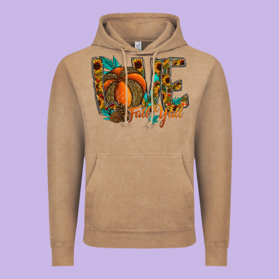 Love Fall Y'all Vintage Hoodie Designed By Cowhidedigitalart