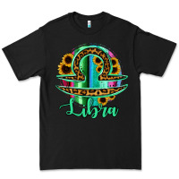 Black Libra Zodiac Sign Sunflower Leopard Serape Premium Tee - RanaPortraitStore