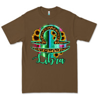 Cacao Libra Zodiac Sign Sunflower Leopard Serape Premium Tee - RanaPortraitStore