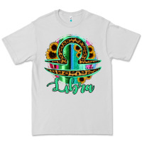 Dove Grey Libra Zodiac Sign Sunflower Leopard Serape Premium Tee - RanaPortraitStore