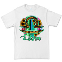 White Libra Zodiac Sign Sunflower Leopard Serape Premium Tee - RanaPortraitStore