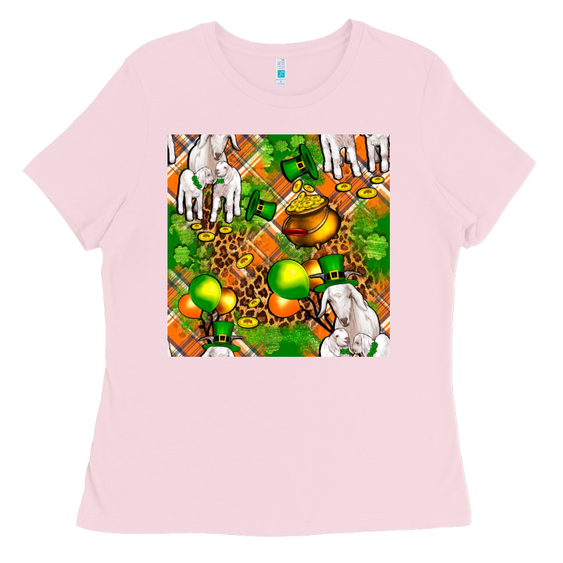 St. Patrick's Goat Family With Balloons Seamless Ladies Tee by FaDigitalArtStudio | Teevron