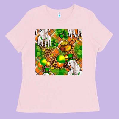 St. Patrick's Goat Family With Balloons Seamless Ladies Tee Designed By Fadigitalartstudio