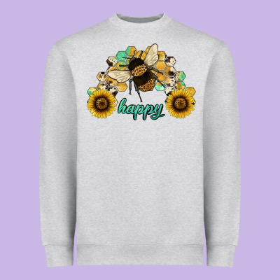 Bee Happy Honey Comb Heavyweight Sweatshirt Designed By Jahusdesignshop