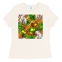 Bone St. Patrick's Goat Family With Balloons Seamless Ladies Tee - FaDigitalArtStudio