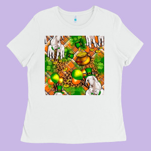 St. Patrick's Goat Family With Balloons Seamless Ladies Tee Designed By Fadigitalartstudio