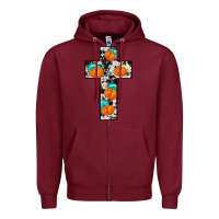 Burgundy pumpkin cross Zipper Hoodie - JahusDesignShop