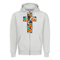 Dove Grey pumpkin cross Zipper Hoodie - JahusDesignShop
