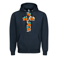 Navy pumpkin cross Zipper Hoodie - JahusDesignShop
