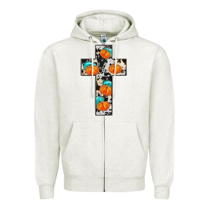 Pumpkin Cross Zipper Hoodie by JahusDesignShop | Teevron