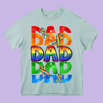 Dad Dad Dad Pride Heavy Core Tee Designed By Cowgirlartshop