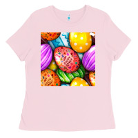 Bubblegum Pink Happy Easter Eggs Seamless Pattern Ladies Tee - BundleAndBundleShop