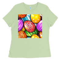 Matcha Happy Easter Eggs Seamless Pattern Ladies Tee - BundleAndBundleShop