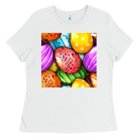 White Happy Easter Eggs Seamless Pattern Ladies Tee - BundleAndBundleShop