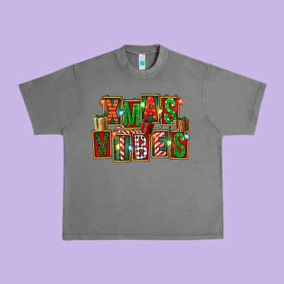 Christmas Xmas Vibes Urban Heavy Tee Designed By Fadigitalartstudio