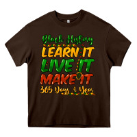 Chocolate Brown Black history learn it live it make it 365 days Heavy Core Tee - HowdyJamesFarm