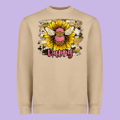 Bee Happy Heavyweight Sweatshirt Designed By Jahusdesignshop