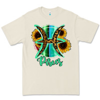 Bone Pisces Zodiac Sign Sunflower Leopard Serape Premium Tee - RanaPortraitStore