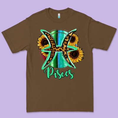 Pisces Zodiac Sign Sunflower Leopard Serape Premium Tee Designed By Ranaportraitstore