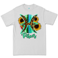 Dove Grey Pisces Zodiac Sign Sunflower Leopard Serape Premium Tee - RanaPortraitStore