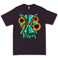 Plum Pisces Zodiac Sign Sunflower Leopard Serape Premium Tee - RanaPortraitStore
