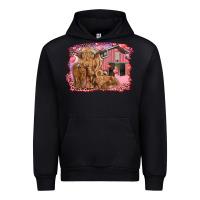 Black Valentine's day mama cow and baby cows Urban Hoodie - RanaPortraitStore