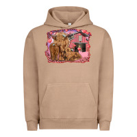 Pigment Burro Valentine's day mama cow and baby cows Urban Hoodie - RanaPortraitStore