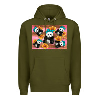 Army Green Baby panda flowers Premium Hoodie - Artiststas