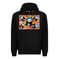 Black Baby panda flowers Premium Hoodie - Artiststas