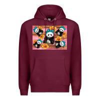 Burgundy Baby panda flowers Premium Hoodie - Artiststas
