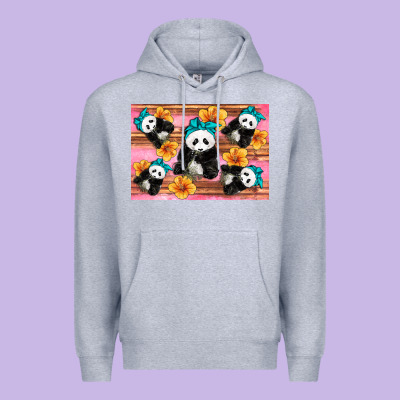 Baby Panda Flowers Premium Hoodie Designed By Artiststas