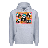 Heather Grey Baby panda flowers Premium Hoodie - Artiststas