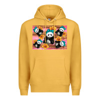 Mustard Baby panda flowers Premium Hoodie - Artiststas