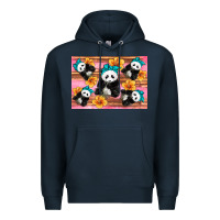 Navy Baby panda flowers Premium Hoodie - Artiststas