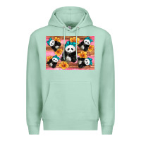 Seafoam Baby panda flowers Premium Hoodie - Artiststas