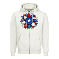 Oatmeal Heather sunflower texas flag 2 Zipper Hoodie - JahusDesignShop