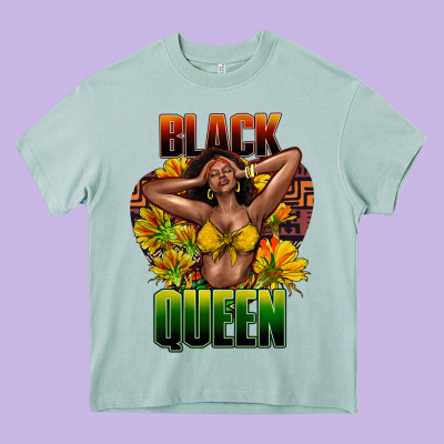 Black Queen Afro Heavy Core Tee Designed By Howdyjamesfarm