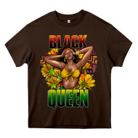 Chocolate Brown Black queen afro Heavy Core Tee - HowdyJamesFarm