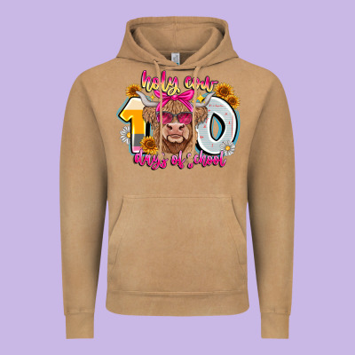 Holy Cow 100 Days Of School Vintage Hoodie Designed By Cowhidedigitalart